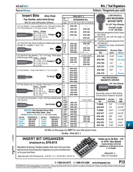 Embout pour vis de sécurité Tri-Wing n° 0 (hexagonal 1/4" 1" de long) en acier allié lisse