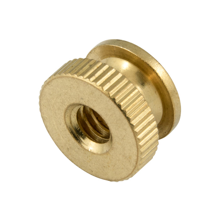 Round Double Knurled Battery Nut #8-32 UNC (11/32" OD x 7/32" HT) Brass Plain