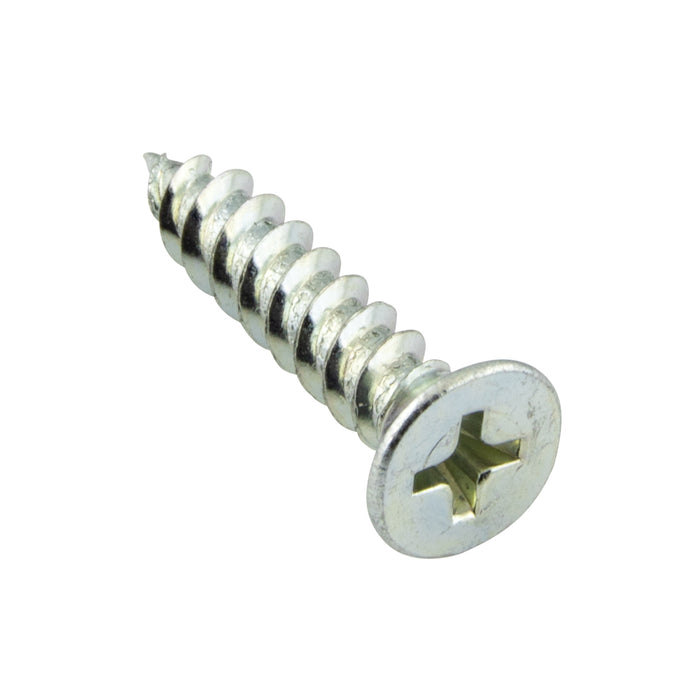 Wood Screw, Flat Head, Phillips, #8 x 1-1/4" Length, Steel Zinc Plated, ASME/ANSI B18.6.1
