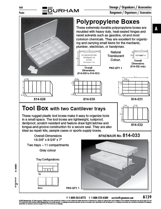 4 to 16 Compartment Storage Box 11" x 6 3/4" x 1 3/4" Polypropylene Natural