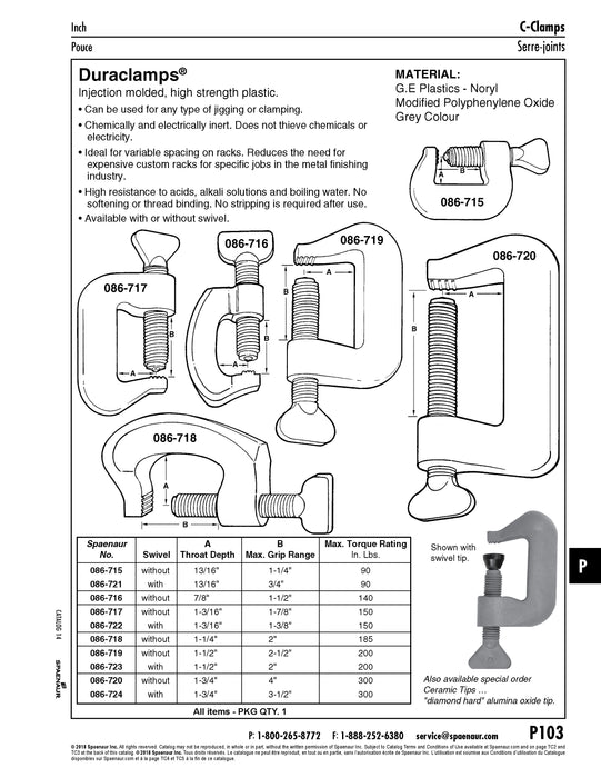 Duraclamp 2" Opening: "Noryl" Plastic Grey