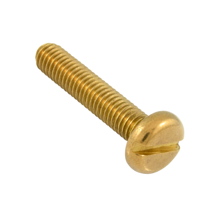 Machine Screw, Pan Head, Slotted Drive, M3.5 x 0.60 mm UNC x 20 mm Length, Brass Nickel Plated by Spaenaur Inc.