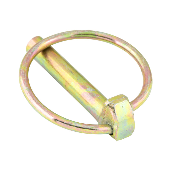 Lynch Pin, Flat Back, (No Chain) 7/16" DIA x 2" Pin LGTH, 1-7/8" Inside Ring DIA. Steel C1010-18 Case Hard Pin, Spring Steel Snap Ring, Heavy Zinc Plated by Spaenaur Inc.