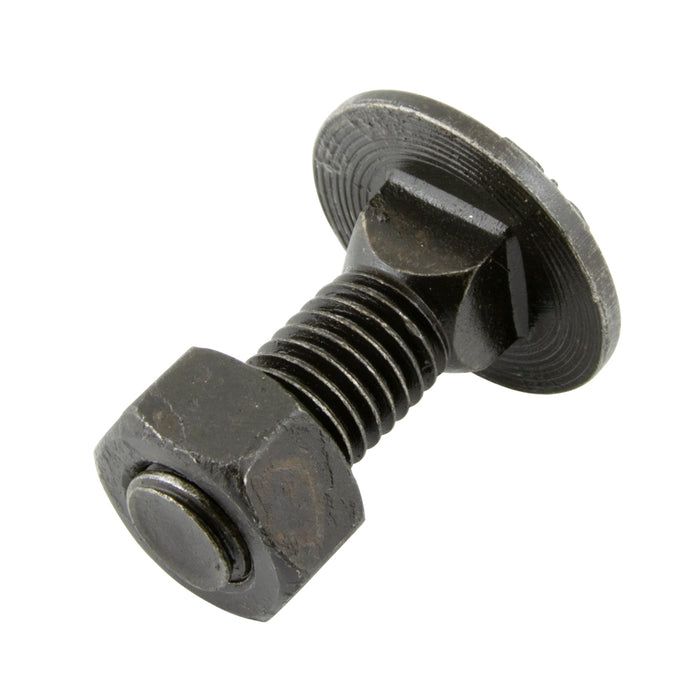 Carriage Bolt W/Hex Nut DIN 603/555 M12 x 1.75 x 60mm 3.6 or 4.6 Steel Plain DIN 603/555/4.6 M12X60