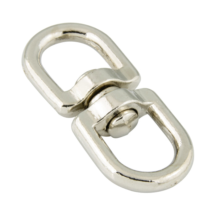 Double Swivel 5/8" Eye,2 3/8" Oal,  Use with 3/16" Snap Opening Zinc Die Cast, Nickel Plated