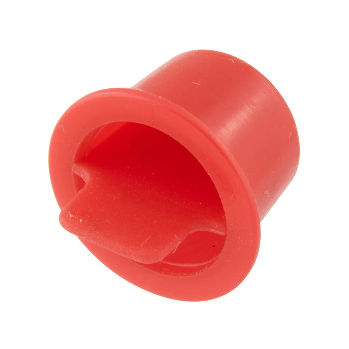 Bouchon conique, languette centrale, bride de 1 po de diamètre extérieur x 19/32 po de longueur, polyéthylène basse densité, couleur rouge, par Spaenaur Inc.