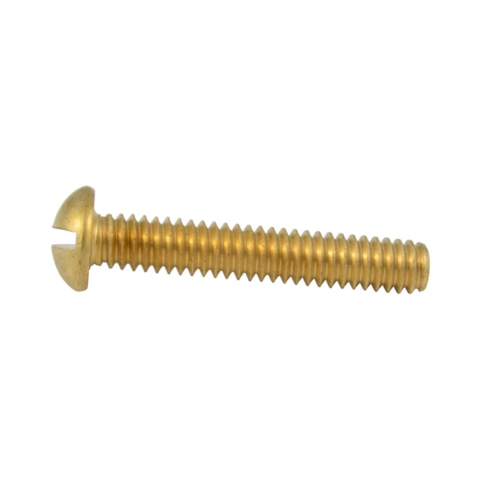 Machine Screw, Round Head, Slotted Drive, #2-56 UNC x 7/8" Length, Brass Plain by Spaenaur Inc.