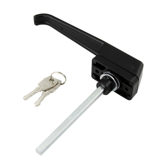 Locking Handle 90 Degree Left Hand Rotation "Ft" Series Key 7.25" Handle LGTH x 1.75" C. to C. Die Cast, Black Finish by Spaenaur Inc.