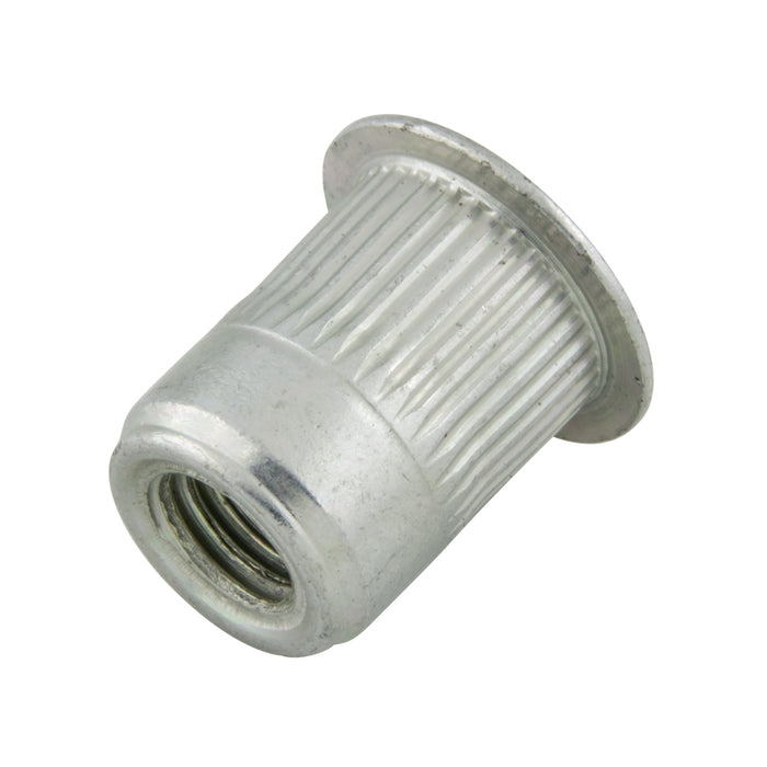 A-L Series Knurled Threaded Insert Standard Open End M4 x .50-2.0mm Grip Steel, Trivalent Zinc Plated