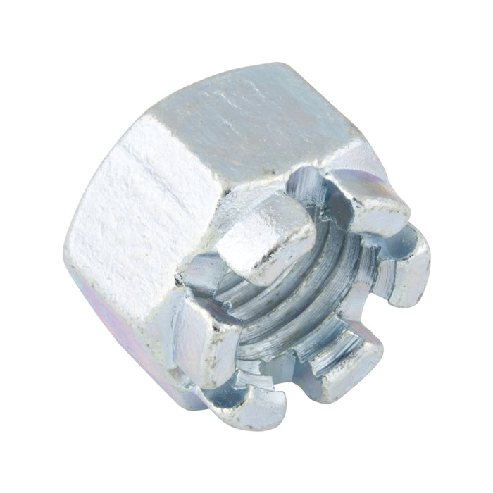 Écrou hexagonal à crêtes, DIN 935 M27 x 3 CL 8, en acier zingué, DIN 935/8-ZP M27, fabriqué par Spaenaur Inc.