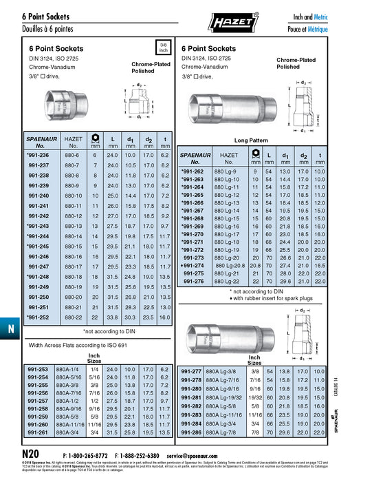 3/8" Drive Socket Six Point 6mm Chrome Vanadium Chrome Plated Polished