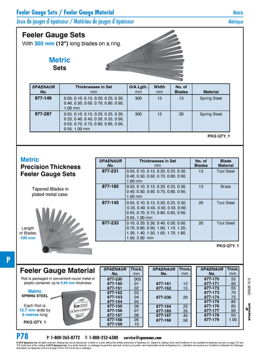 Feeler Gauge Strip In Roll Of 5M Length W/Continuous Markings, 0.09 x 13 mm x 5 Metre Tool Steel Plain