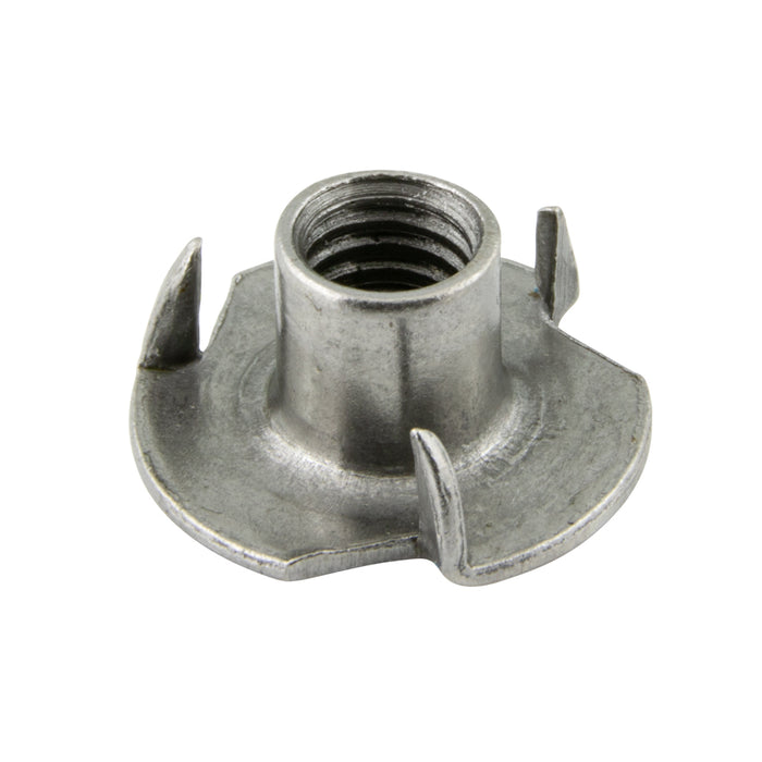 T-Nut, Straight Barrel, 3 Prongs 9/16" Flange DIA. #6-32 UNC x 1/4" Barrel HT Steel Plain by Spaenaur Inc.