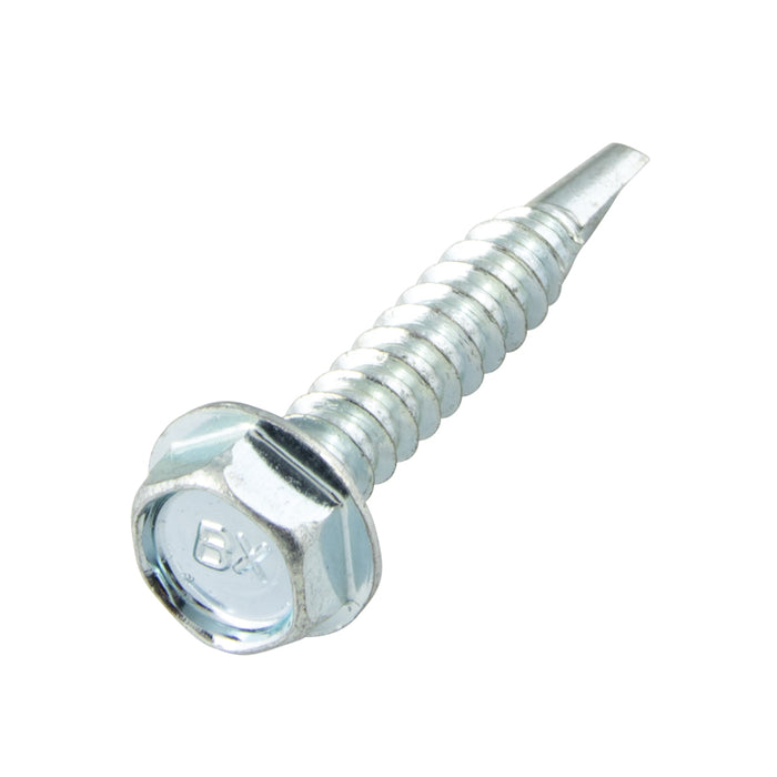 Teks Point 3 Self-Drilling Screw, Hex Washer Head, 1/4"-14 x 1-1/2" Length, Carbon Steel CLIMASEAL® Corrosion Resistant Coating