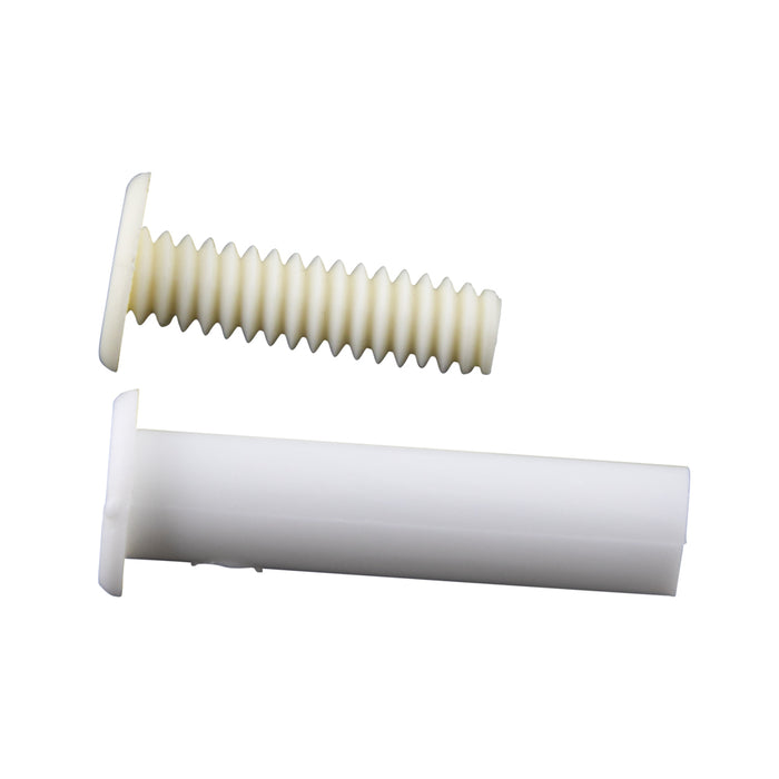 Binder Post & Screw (Nylon), Unslotted Thin Head, Rapid Assembly .240" DIA x 1/2" LG Polyethylene Post, Black Colour