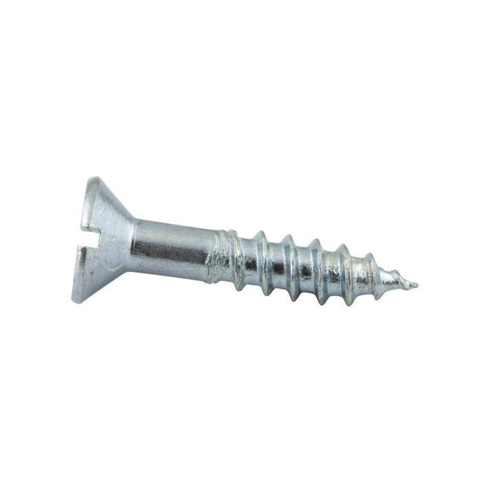 Wood Screw, Flat Head 90° ctsk., Slotted, #10 x 3" Length, Steel Zinc Plated, ASME/ANSI B18.6.1