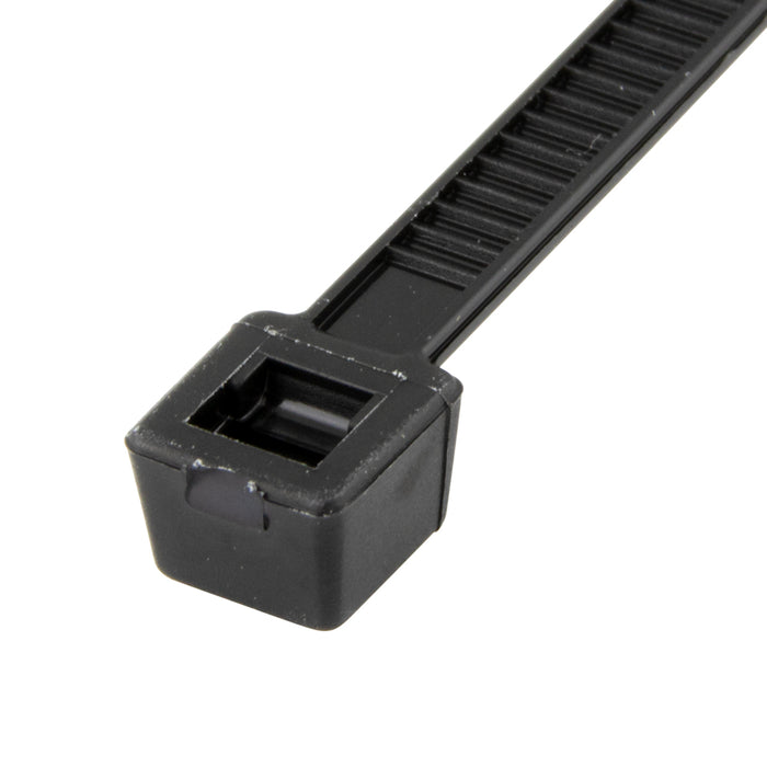 Attache-câble - Standard, avec tête lisse 1/16"-1 3/4", 3/16" de largeur x 8 1/2" de longueur totale Nylon noir
