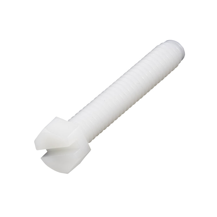 Machine Screw, Hex Head, Slotted Drive, #8-32 UNC x 3/4" Length, Nylon Natural by Spaenaur Inc.