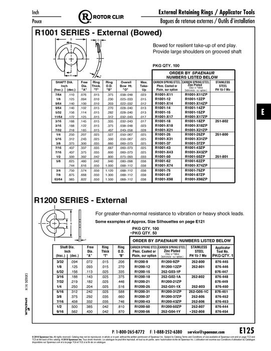 External Bowed Retaining Ring 3/8" Shaft DIA Spring Steel Zinc Plated