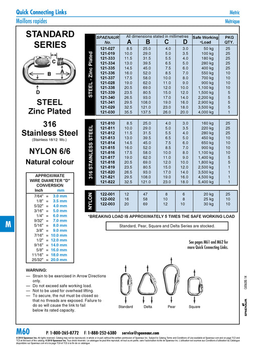 Standard Quick Link 6mm Stainless Steel 18/12 Mo