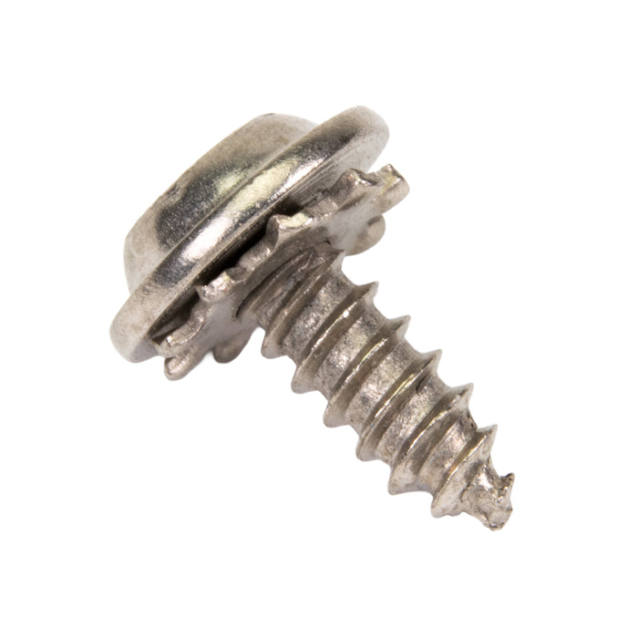 SEMS Tapping Screw Phillips Round Washer Head W/ 3/8" OD External Lockwasher #8 x 7/16" LG, Type A Low Carbon Steel Case Hard Nickel Plated by Spaenaur Inc.
