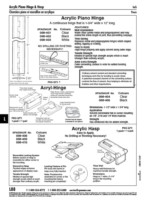 Hasp Reversible Locking 1"W x 2 1/4" LONG x 3/4" High High Strength Acrylic Dr101 Clear