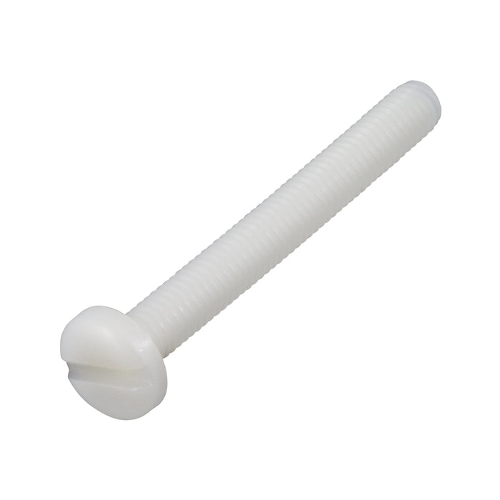 Machine Screw, Pan Head, Slotted Drive, M6 x 1.00 mm UNC x 25 mm Length, Nylon