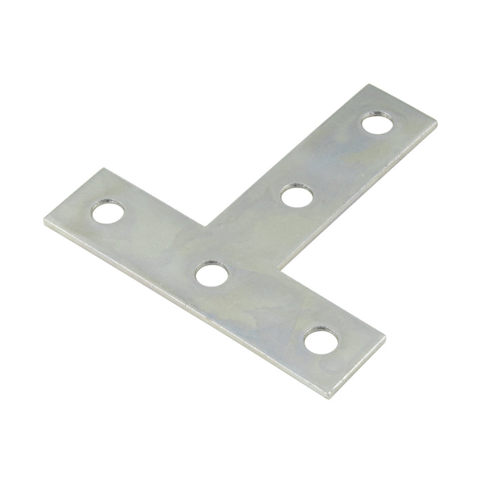 T-Plate with Countersunk Holes 5" x 5" x .083" Gauge Metal x 1" W; 5-#9 Countersunk Holes Steel Zinc Plated