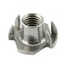 Écrou en T, avec cylindre, 4 dents 3/8"-16 UNC x 7/16" cylindre HT 1" diamètre de bride, 11/32" dent HT acier brut par Spaenaur Inc.