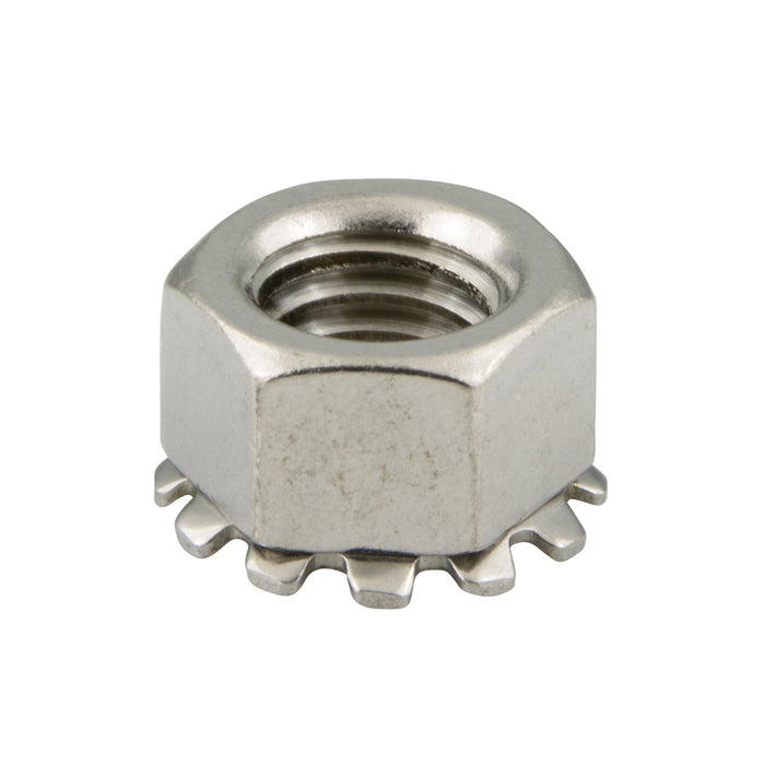 K-Lok Hex Nut W/External tooth Lockwasher 10-24 UNC x 3/8" AF x 5/32" O/A THK 18-8 Stainless Steel