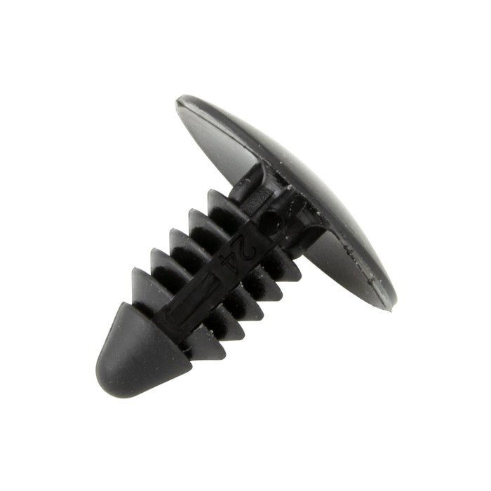 Fixation pour aile, pare-chocs, joint de capot et garniture intérieure Diamètre de tête 11/16 po x hauteur totale 23/32 po x trou 1/4 po Nylon noir par Spaenaur Inc.