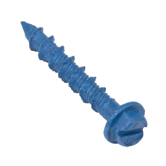 Tapcon Anchor Concrete Screw, Slotted Drive, Hex Washer Head, Hi-Lo Thread, 3/16" Dia x 1-1/4" Length, C1022 Steel Blue CLIMASEAL® by Tapcon®