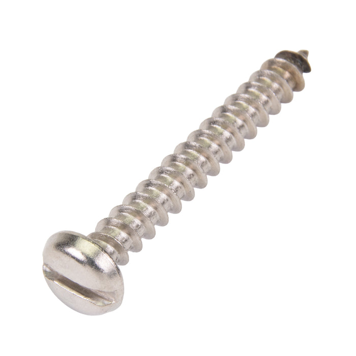 Tapping Screw, Pan Head Slotted Drive, Type AB, #7 x 3/4" Length, Stainless Steel by Spaenaur Inc.