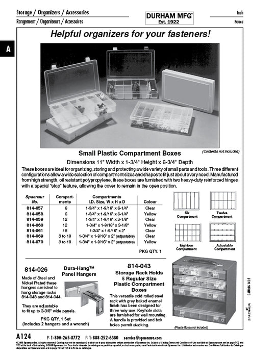 6 Compartment Assortment Box 11" Wdth x 1-3/4" HT x 6-3/4" Dpth Polypropylene Yellow