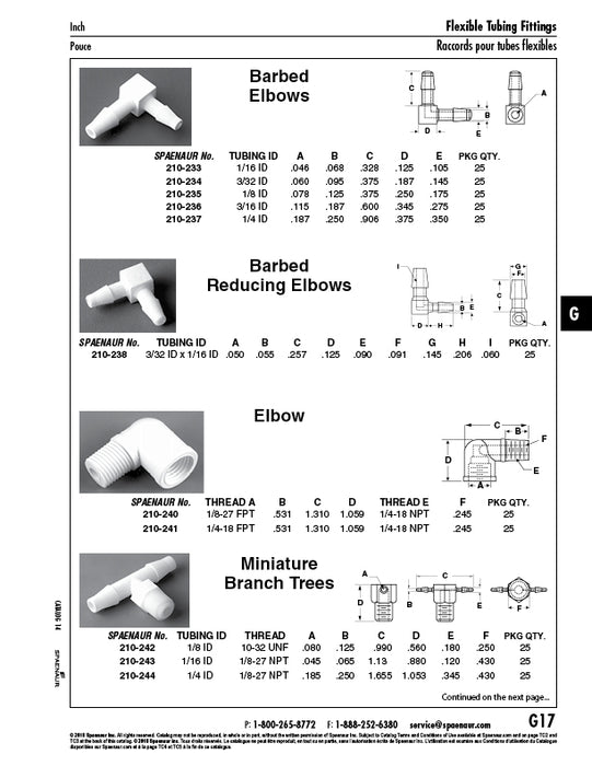 Miniature Elbow 1/8"-27 Fpt Nylon