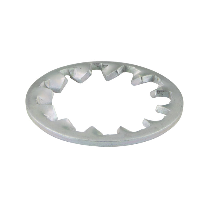 Boulon à rondelle plate à denture interne, taille 1" (diamètre extérieur 1,637"-1,590"), acier au carbone traité thermiquement, zingué chromé, ANSI B18.21.1-1972(R1983)