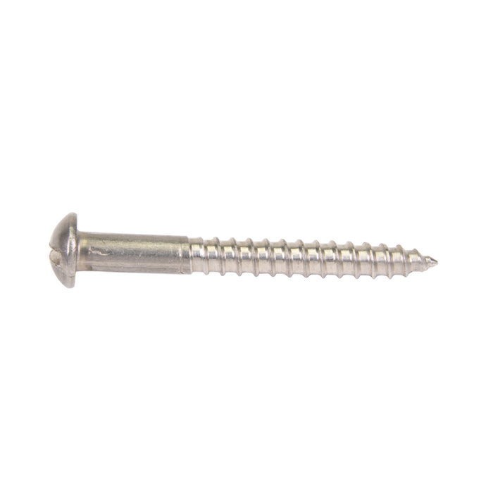 Wood Screw, Round Head, Slotted, #10 x 2" Length, Stainless Steel, ASME/ANSI B18.6.1 by Spaenaur Inc.