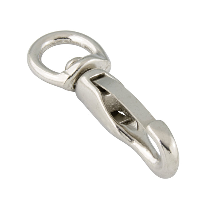 Mousqueton à ressort, œillet pivotant 3/8 po x 1 7/8 po (longueur totale), ouverture 0,175 po, laiton nickelé par Spaenaur Inc.