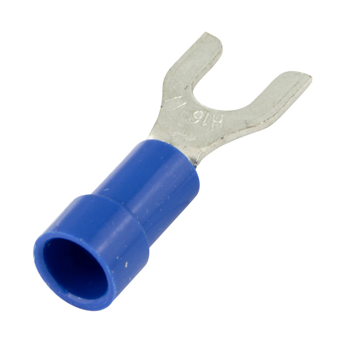 Spade tongue Terminal Solderless Insulated #16-14 GA Wire #8 Stud Electrolytic Copper, Tin Plated Blue Plastic Insulator by Spaenaur Inc.