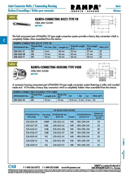 Rampa Connecting Housing Type Vq, 14 x 16 M8 x 10 Die Cast Steel Zinc Plated