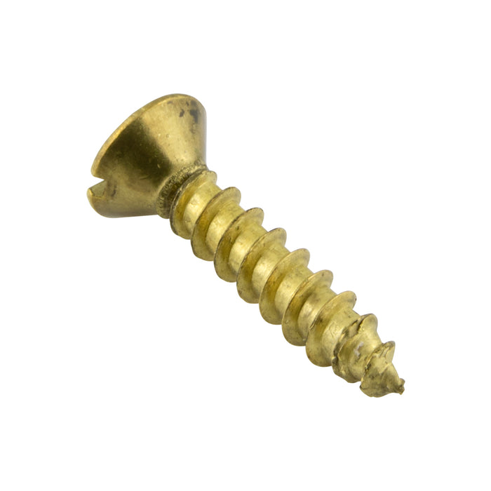 Wood Screw, Flat Head 90° ctsk., Slotted, #6 x 2" Length, Brass, ASME/ANSI B18.6.1