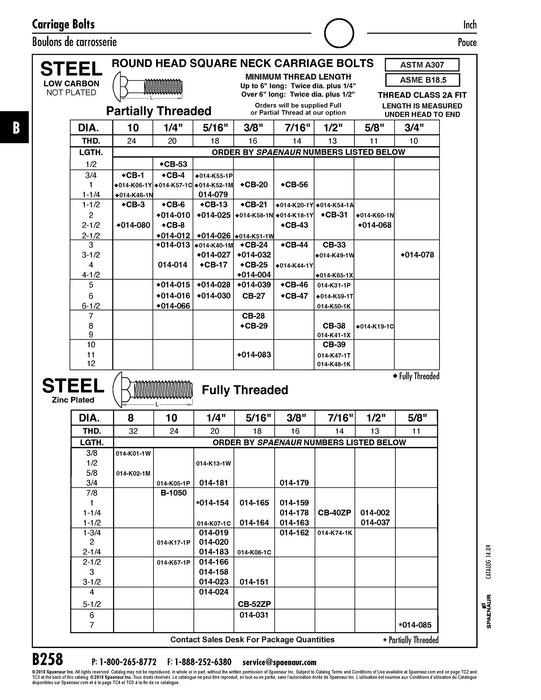 Carriage Bolt Round HD Square Neck 1/2"-13 UNC x 1 1/2" LG Full Thread Grade 5 Steel Plain Finish ANSI B18.5-1978