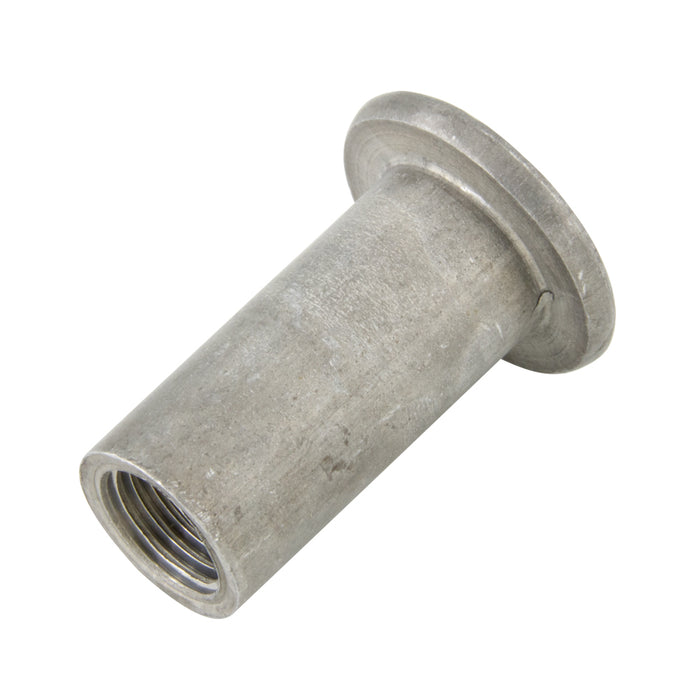 Rivet Nut Flat HD Open End Keyless 1/4"-20 UNC x .020-.080" Grip Aluminum