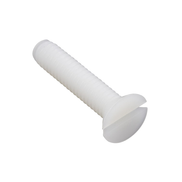 Machine Screw, Flat Head, Slotted Drive, M8 x 1.25 mm UNC x 25 mm Length, Nylon Natural by Spaenaur Inc.