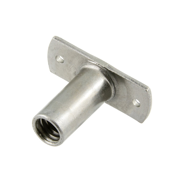Écrou à souder en T, base plate à 2 trous 1/2 po x 3/4 po, bride 1/4 po-20 UNC x 5/16 po, cylindre en acier HT, lisse, par Spaenaur Inc.