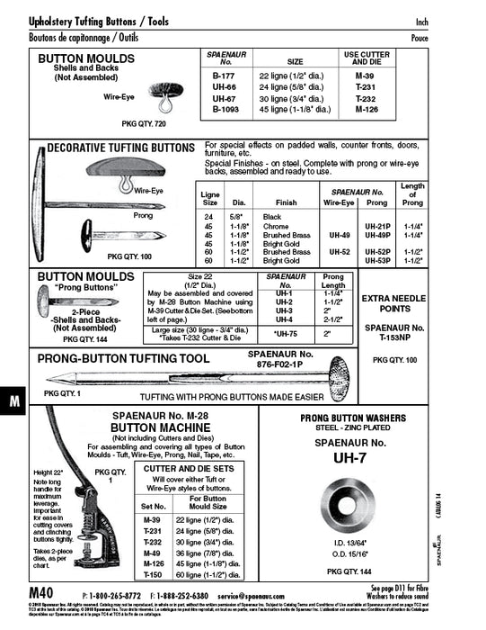 Prong Button Washer 15/16" DIA O.D. Steel Plain by Spaenaur Inc.