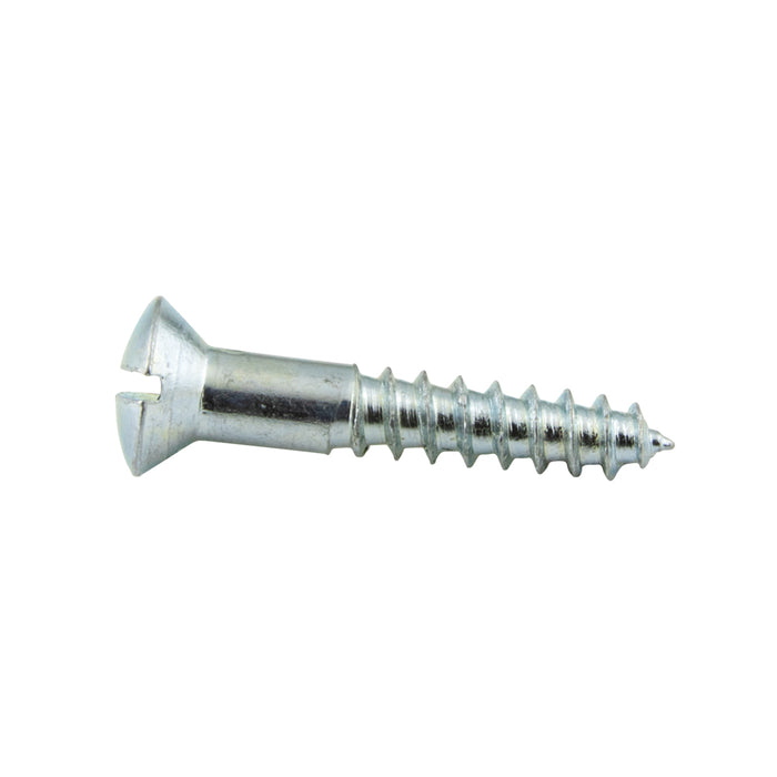 Wood Screw, Oval Head 90° ctsk., Slotted, #10 x 3/4" Length, Steel Zinc Plated, ASME/ANSI B18.6.1 by Spaenaur Inc.