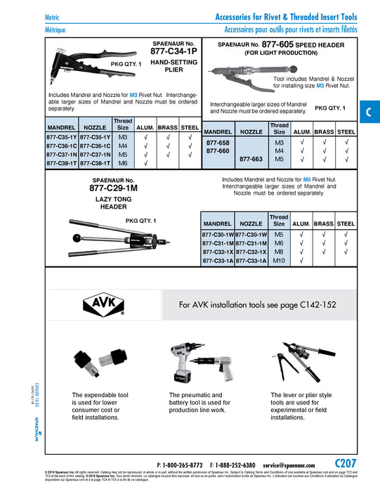 Brk 10 - Rivkle Setting Hand tool, for Rivet Nuts Up to Size M10, Includes Metric Madnrel / Anvil Sets (M5, M6, M8, M10)