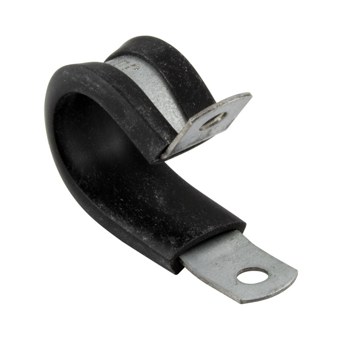 Double Tube Clamps - Closed Type (PVC Insulated) 5/8" Tube DIAm., .781" C to C Steel Hot Dipped Galvanized Black Vinyl Cushion
