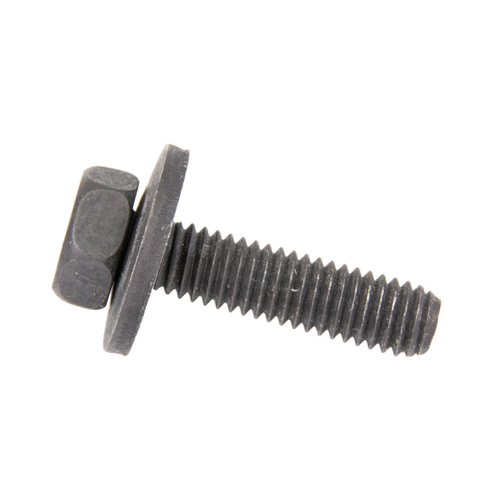 Sems Machine Screw Hex Head, With 17mm OD Flat Washer, 6mm X 1.00 Pitch X 25mm Lgth, Low Carbon Steel, Black Phosphate by Spaenaur Inc.